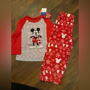 Disney Mickey Mouse Red and Gray Pajama Set